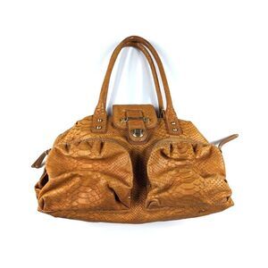 Botkier Logan Snake Embossed leather satchel cream and gold handbag purse